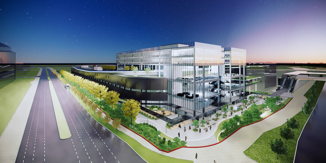 Render of the Hyundai Motor Group Innovation Center in Singapore. 