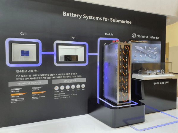 Hanwha Defense's lithium-ion battery system for submarine. (Hanwha Defense)